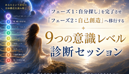「フェーズ１：自分探し」→「フェーズ２：自分創造」へ移行するための「９つの意識レベル」診断セッション