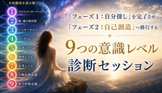 「フェーズ１：自分探し」→「フェーズ２：自分創造」へ移行するための「９つの意識レベル」診断セッション